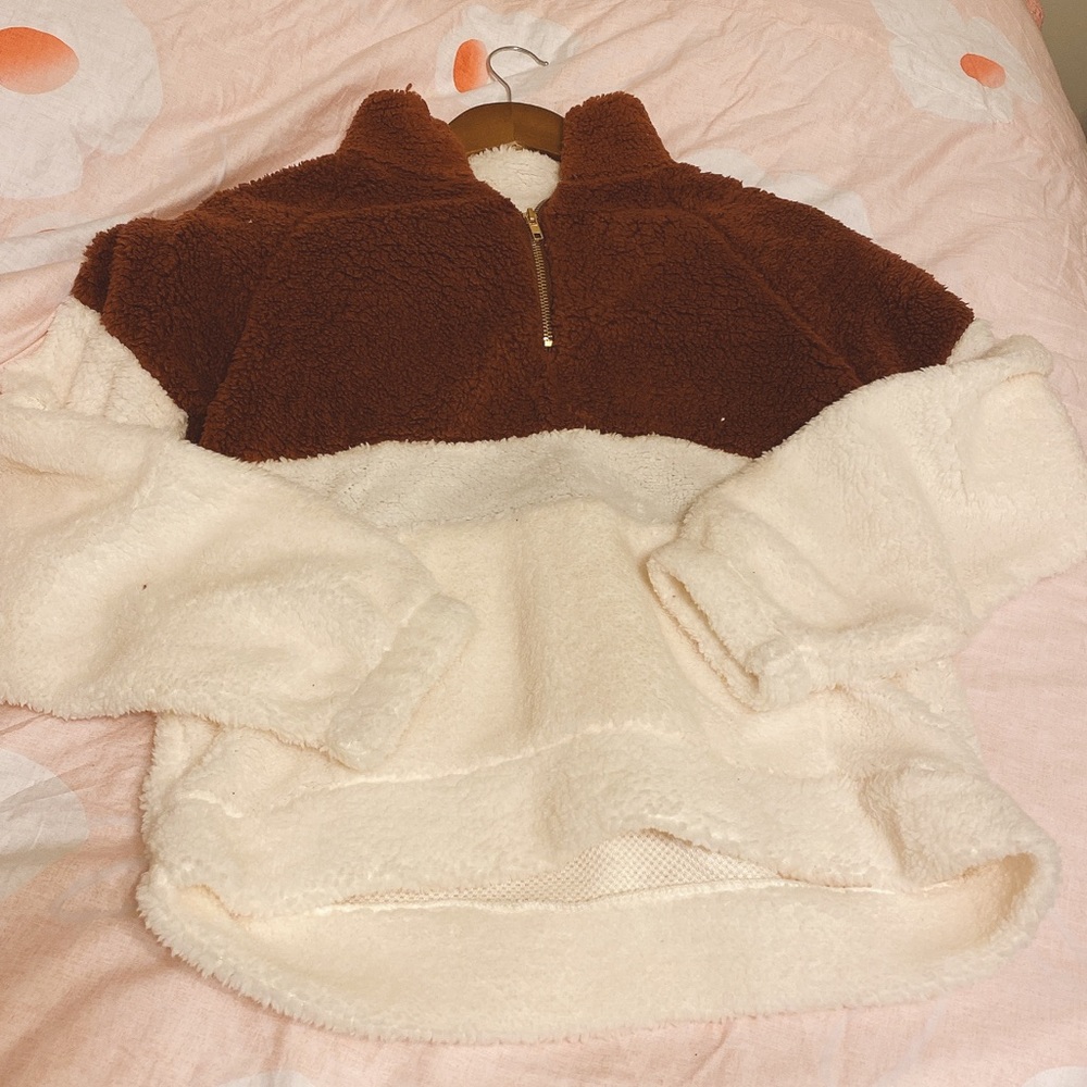 Shein teddy quarter zip pullover
